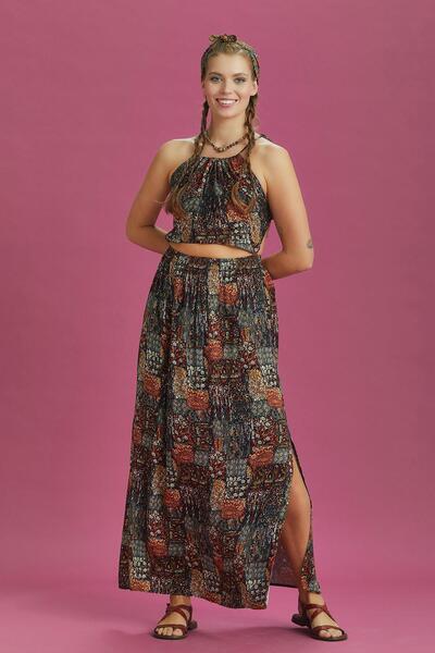 Los banditos Φόρεμα με λαιμόκοψη με λαιμόκοψη με στάμπα