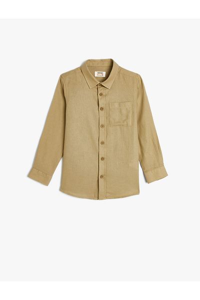 Koton Cotton Long Sleeve Basic Shirt - Pocket Detail