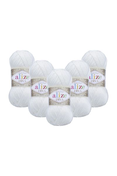 Alize Diva Hand Knitting Yarn 100 Gr. Pack of 5 (100GR X 5 PCS)