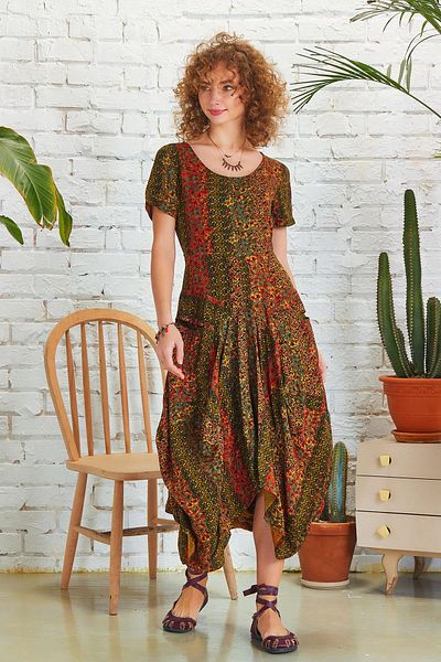 Los banditos Authentic Pool Collar Half Sleeve Long Dress
