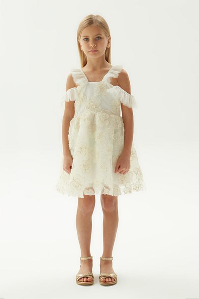 Tyess Bg Store - Ecrufarbenes Kleid für Mädchen