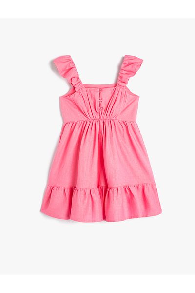 Koton Ärmelloses Partykleid aus Leinenmischung – quadratischer Kragen mit Fensterdetail