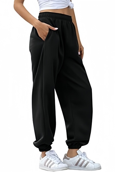 coder Μαύρη φόρμα oversize με ελαστικά πόδια