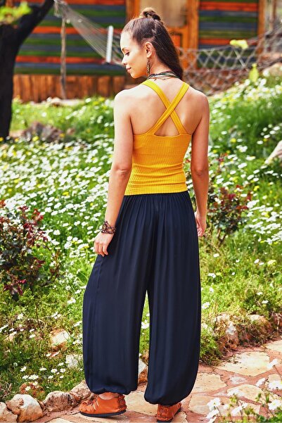 Los banditos Ethnic Patterned Elastic Waist Loose Shalwar Trousers