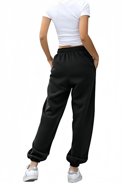 coder Μαύρη φόρμα oversize με ελαστικά πόδια