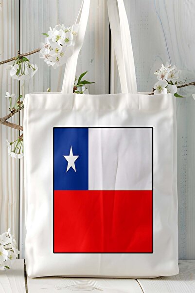 ART HEDİYE şili bayrak Baskılı Bez Çanta Omuz Çantası kişiye özel model