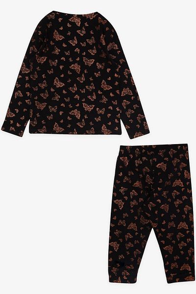 Macawi Σετ πιτζάμες για κορίτσια 3-7 ετών - Glittery Butterfly Pattern, Μαύρο