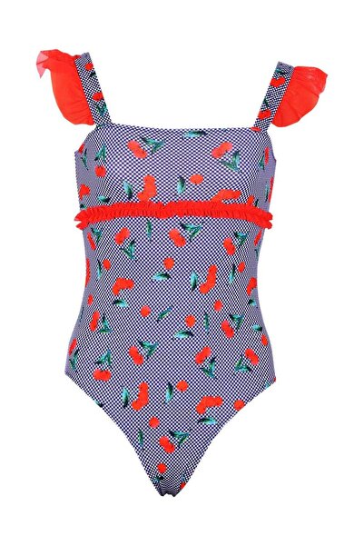 Kom Kirazlı Kız Mayo - Lacivert