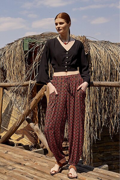 Los banditos Bohemian Style Draped Trousers with Elastic Legs