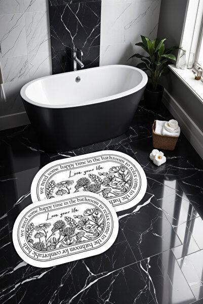 Noble Halı سجادة وحصيرة حمام مطبوعة رقمية على شكل زهور حديثة - 40 سم × 60 سم ...