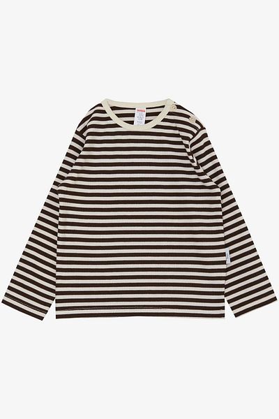 Breeze Baby Boy Long Sleeve T-Shirt Placket Striped 9 Months-3 Years, Dark Brown