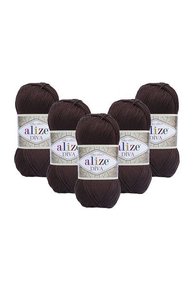 Alize Diva Hand Knitting Yarn 100 Gr. Pack of 5 (100GR X 5 PCS)