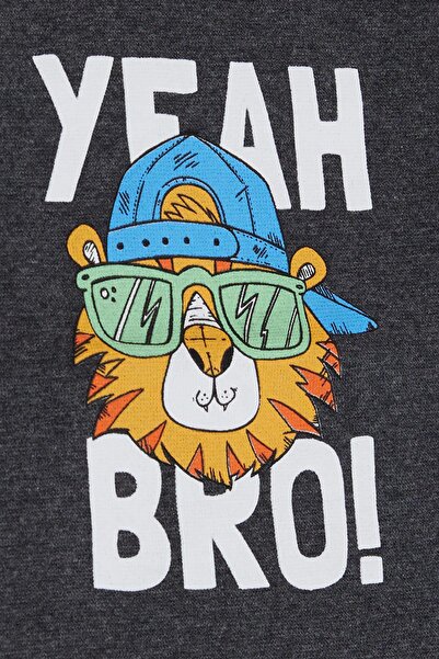 Breeze Girls & Boys Boys Long Sleeve T-Shirt with Hat Cool Lion Printed 1-4 Years, Dark Gray