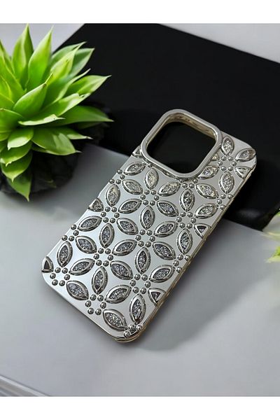 HKN iPhone 14 Pro Max Silvery Patterned Phone Case