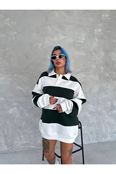 ETİLER COLLECTION سويت شيرت إيدوليكا للجنسين بياقة ثلاثية الأجزاء - أخضر