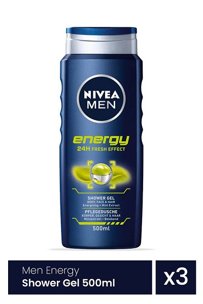 NIVEA Men Energy shower gel 3 Pieces x 500ml