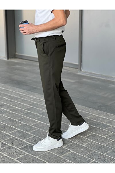 ElitWear Erkek Siyah Jogger Kesim Bel Lastikli Ve İpli Chino pantolon