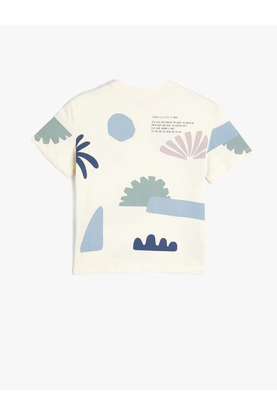 Koton Cotton Short Sleeve T-Shirt - Crew Neck, Printed
