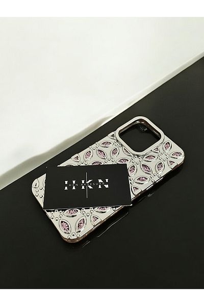 HKN iPhone 14 Pro Max Silvery Patterned Phone Case