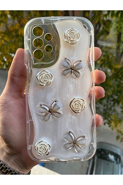 AQUA AKSESUAR Samsung Galaxy A23 Uyumlu Kılıf 5D Kabartmalı Kelebek Çiçek Des...