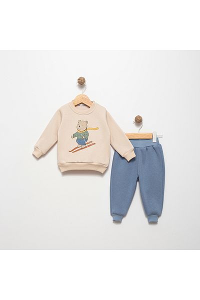 Favo Kids Boy's Beige Suit - Printed, Cotton, Raster, 3 Rope Fv-15801