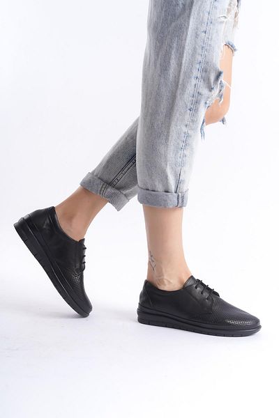 CZ London Women's Genuine Leather Lace-Up Flat Sole Front Perforated Casual Casual Shoes