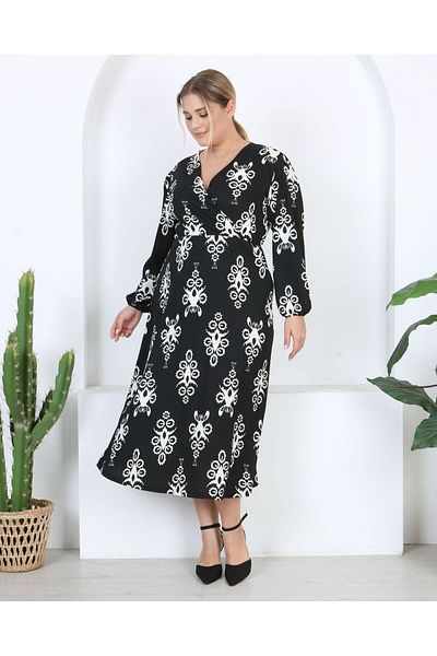 Butik Nilyam Γυναικείο φόρεμα με διπλό στήθος με διπλό στήθος, μανίκι, μάξι μήκους, 24672