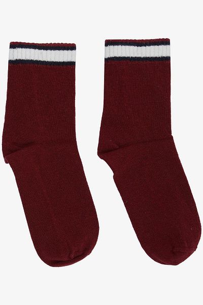 Katamino 1-14 Years Girl's Striped Claret Red Socks