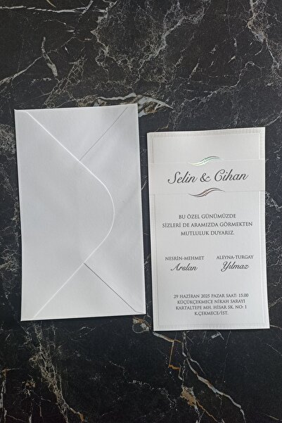 ERDEM DAVETİYE 50 Adet Düğün, Nişan, Nikah Davetiyesi, Baskı Hariçtir 1602591