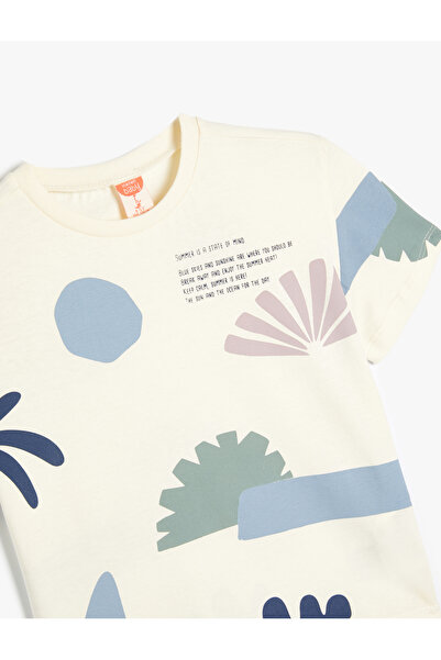 Koton Kurzärmliges T-Shirt aus Baumwolle – Rundhalsausschnitt, bedruckt