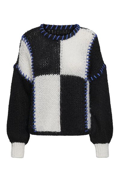 ONLY Onldenise Life Ls Oneck Knt Crew Neck Block Color Low Sleeve Regular Fit Loose Sweatshirt