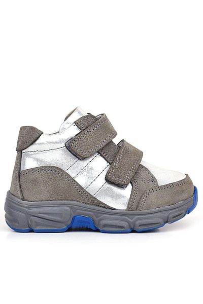 Rakerplus Genuine Leather Gray Silver Velcro Baby Girl Boots