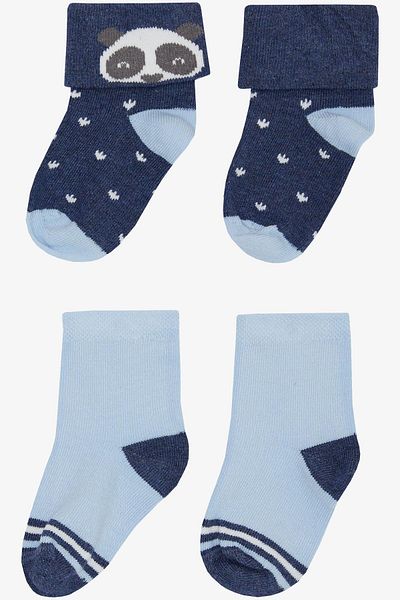 Katamino 2 Pack Baby Boy Socks - Cute Panda Print, 0-24 Months, Mixed Color