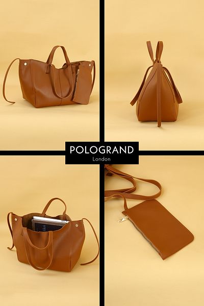 POLOGRAND London Оригинален луксозен мек кожен портфейл със страничен магнит, разширяваща се голяма чанта за ръка и през рамо