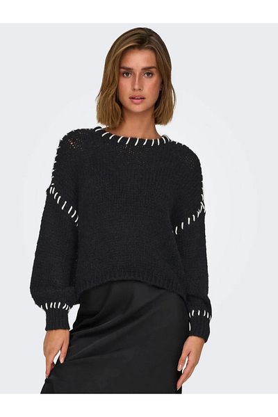 ONLY Onldenise Life Ls Oneck Knt Crew Neck Low Sleeve Regular Fit Loose Sweatshirt