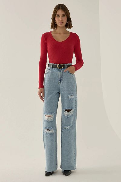 Hiccup Blugi din denim cu talie înaltă rupti