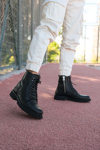Riccon Unisex Zippered Boots 0012695   Matte Black