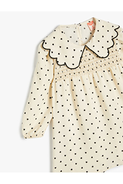 Koton Viscose Dress Polka Dot Baby Collar Ruffle Long Sleeve