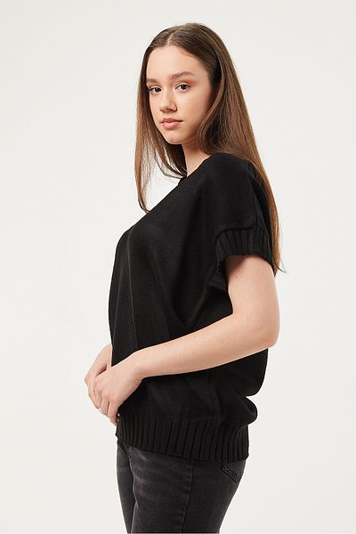 POODLE Women's Knitted Detailed Woven Sweater