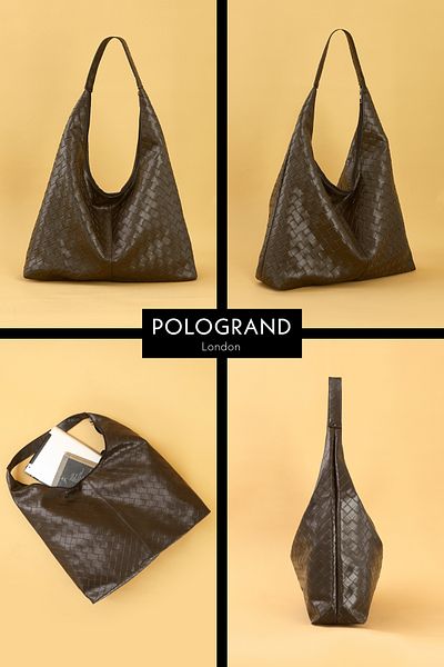 POLOGRAND London Original New Season Luxury Soft Leather Embroidery Pattern Large Volume Large Zipper Hand and Shoulder Bag