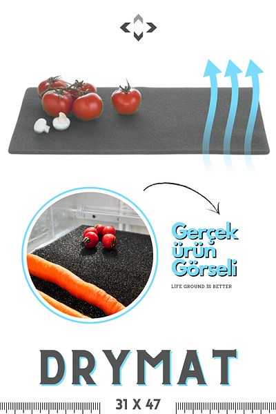 LİGROUND Drymat Anthracite Freezer Protective Mat - Fruit, Vegetable, Anti Moisture and Mildew (31X47X0.8 cm)