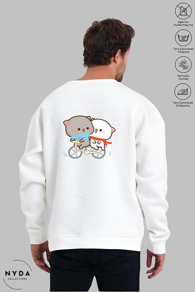 Nyda Collections Long Sleeve Bubu Dudu Bike Printed Oversize Hoodless Sweatshirt