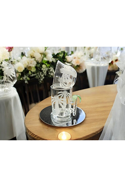 tuliphomev 18 Parça Çay ve Arap Kahve Seti Palmiye Ağacı Desen