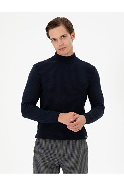 U.S. Polo Assn. Men's Slim Fit Half Turtleneck Navy Blue Sweater 50297054-Vr033