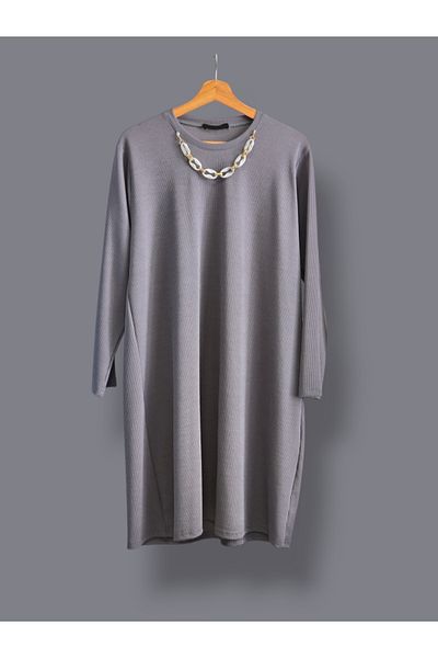 ENDAMIM Large Size Tunic - Twist Knitted Fabric, Lycra