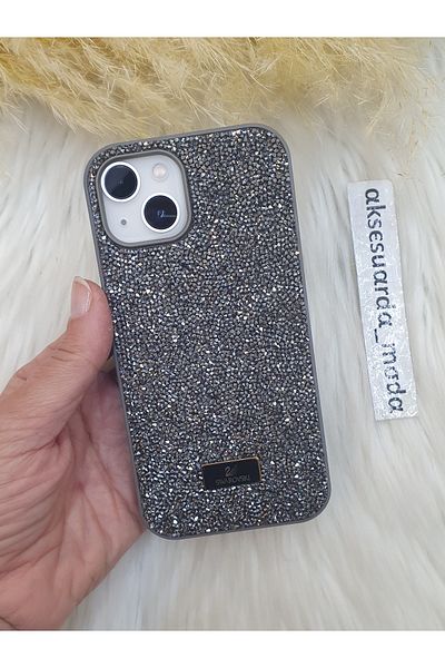 Aksesuarda Moda Luxury Branded Swrovski Case with Stone Compatible with iPhone 13 - 14 - 15