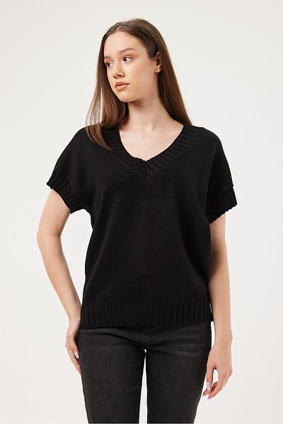 POODLE Women's Knitted Detailed Woven Sweater