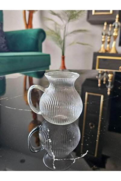 BuNeBox 2-Piece Pleasant Ala Striped Borosilicate Glass Tea Cup with Handle