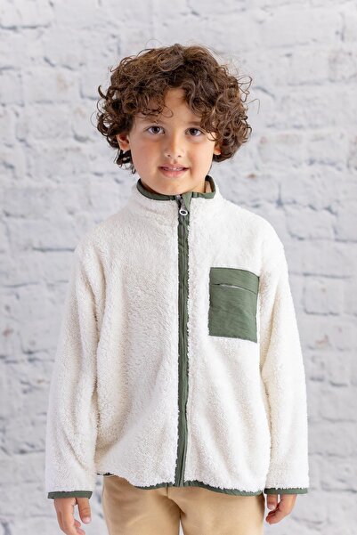 Zeyland Kız Çocuk Paraşüt Cepli Peluş Ceket - Ekru