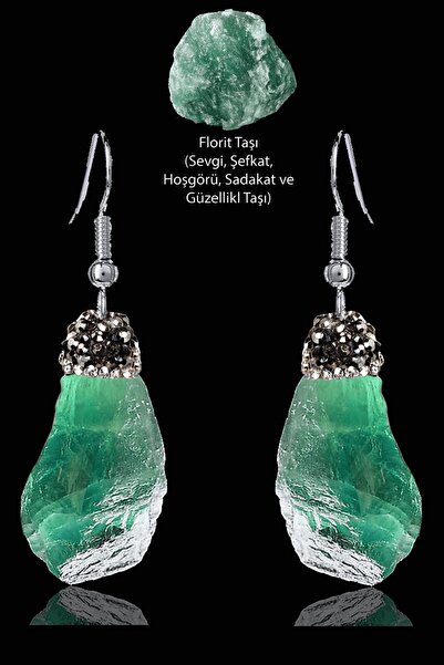 Erilsa Sertifikalı Zirkon Taşlı Model Ham İşlenmemiş Florit Taşı Küpe